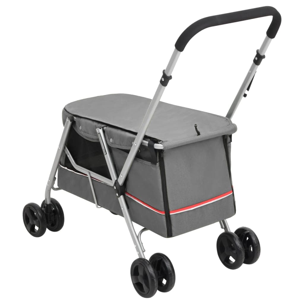 Passeggino Cani Pieghevole Grigio 100x49x96cm Tessuto di Lino — miniatura 4 di 11
