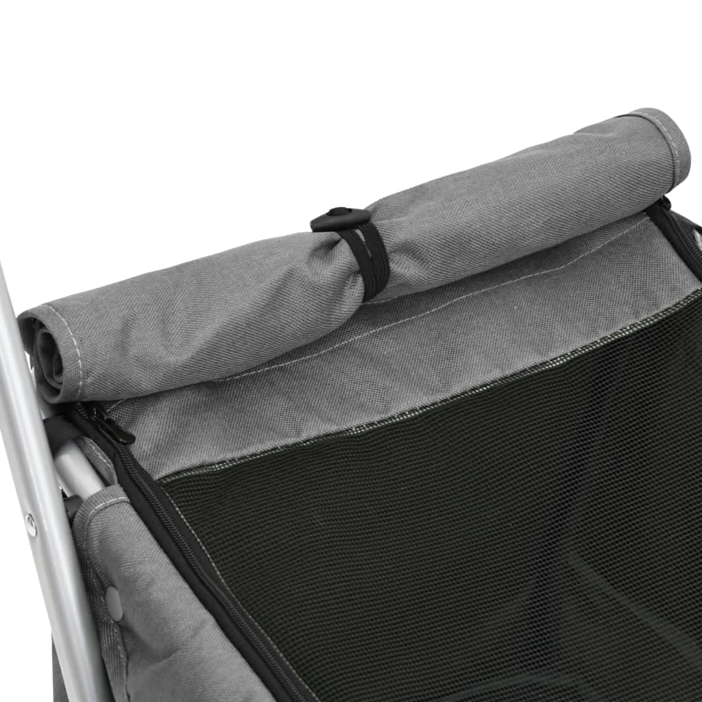 Passeggino Cani Pieghevole Grigio 100x49x96cm Tessuto di Lino — miniatura 7 di 11