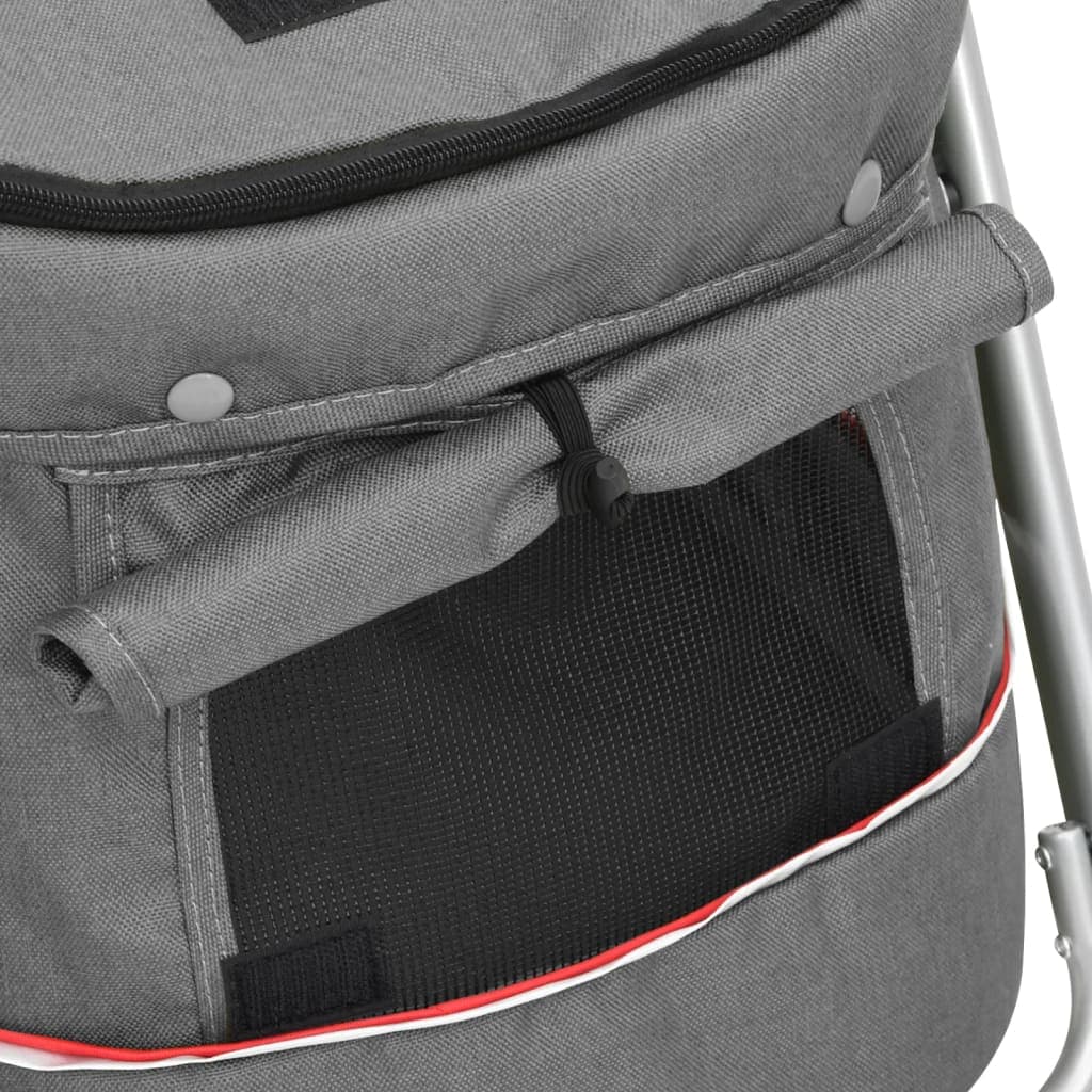 Passeggino Cani Pieghevole Grigio 100x49x96cm Tessuto di Lino — miniatura 8 di 11