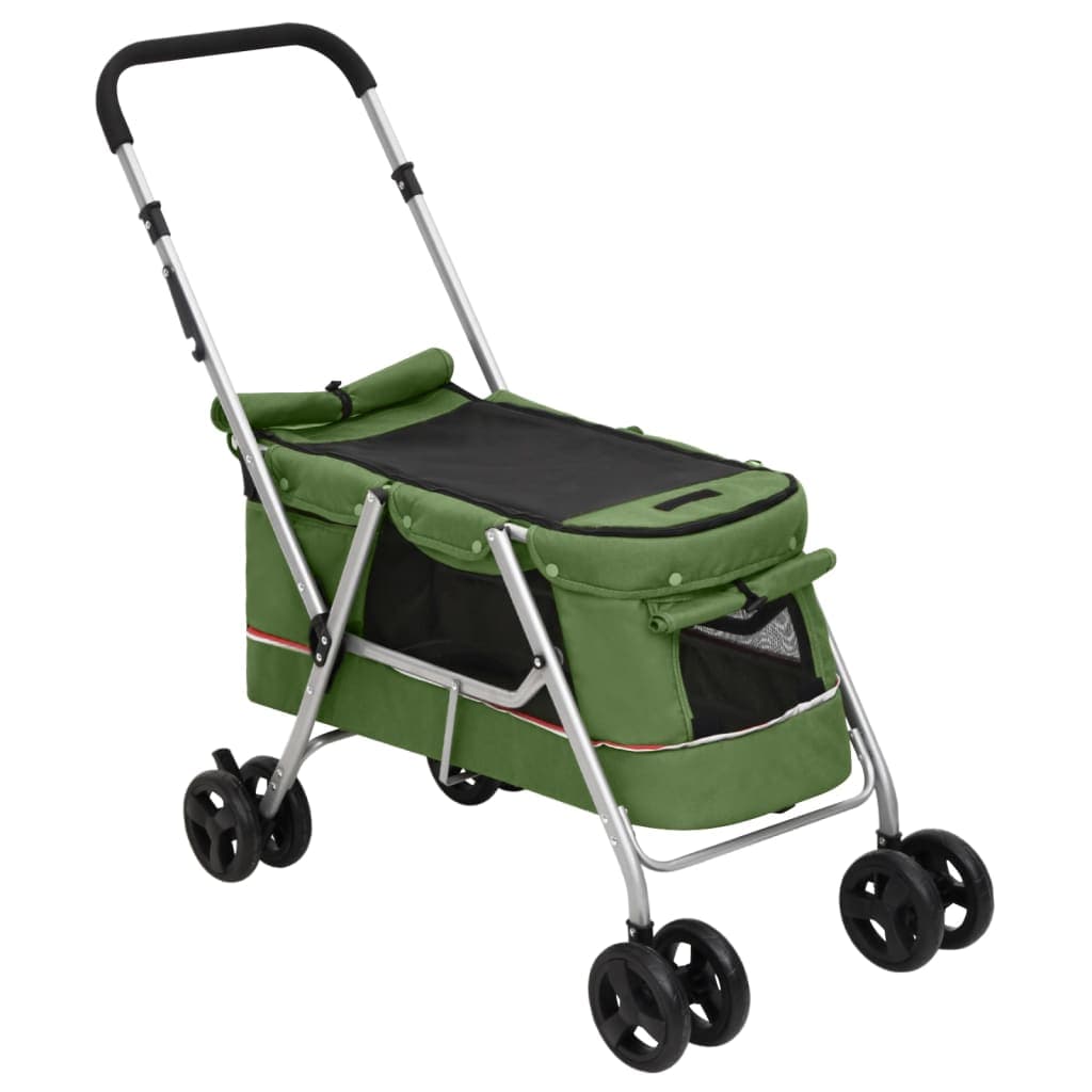 Passeggino Cani Pieghevole Verde 100x49x96cm Tessuto di Lino — miniatura 2 di 11