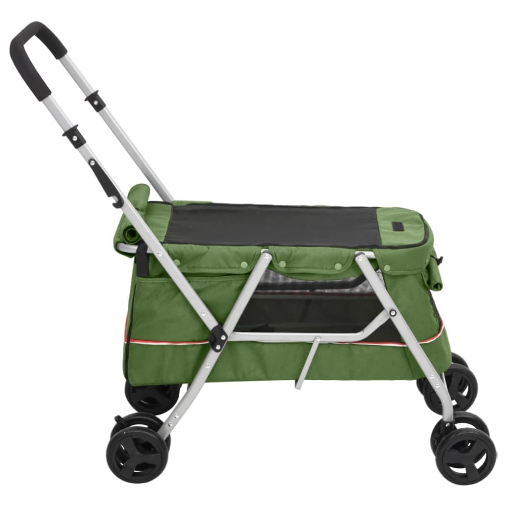 Passeggino Cani Pieghevole Verde 100x49x96cm Tessuto di Lino — miniatura 3 di 11