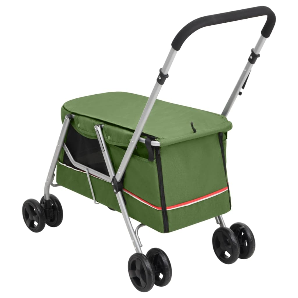 Passeggino Cani Pieghevole Verde 100x49x96cm Tessuto di Lino — miniatura 4 di 11