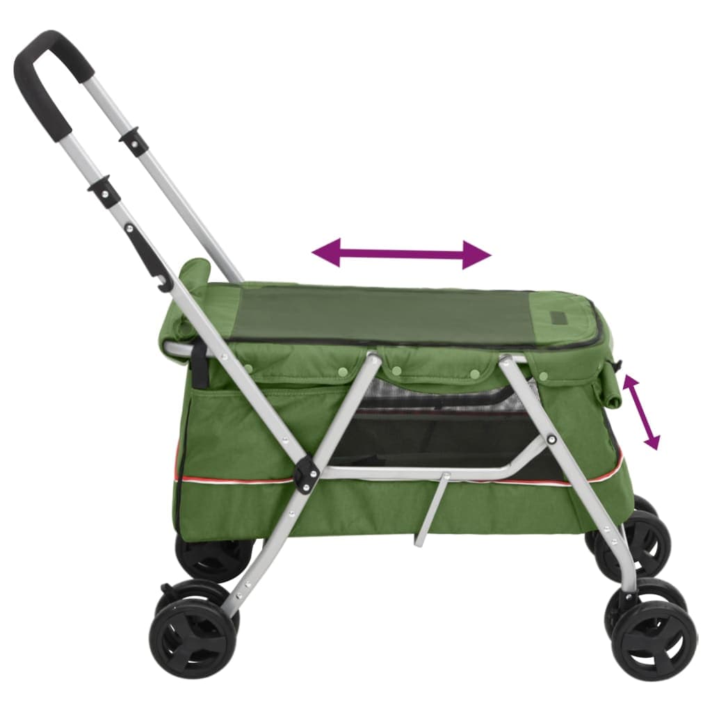 Passeggino Cani Pieghevole Verde 100x49x96cm Tessuto di Lino — miniatura 5 di 11