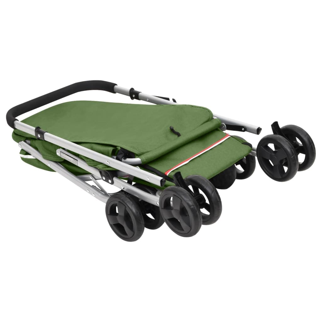Passeggino Cani Pieghevole Verde 100x49x96cm Tessuto di Lino — miniatura 6 di 11