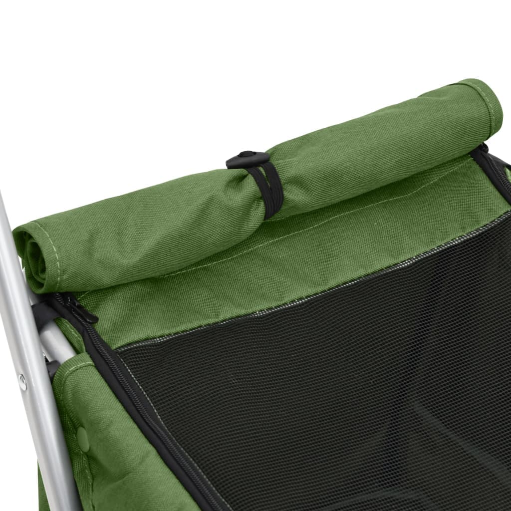 Passeggino Cani Pieghevole Verde 100x49x96cm Tessuto di Lino — miniatura 7 di 11