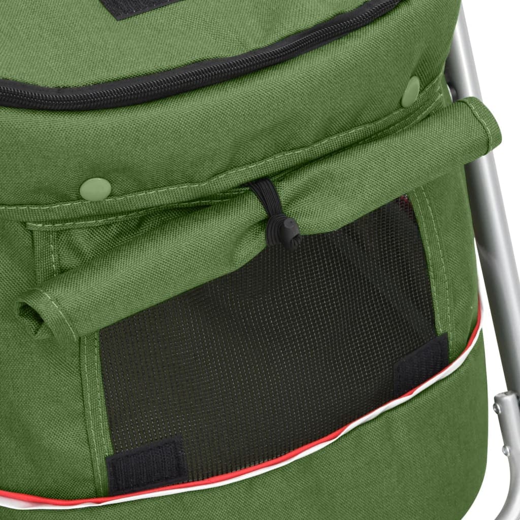 Passeggino Cani Pieghevole Verde 100x49x96cm Tessuto di Lino — miniatura 8 di 11