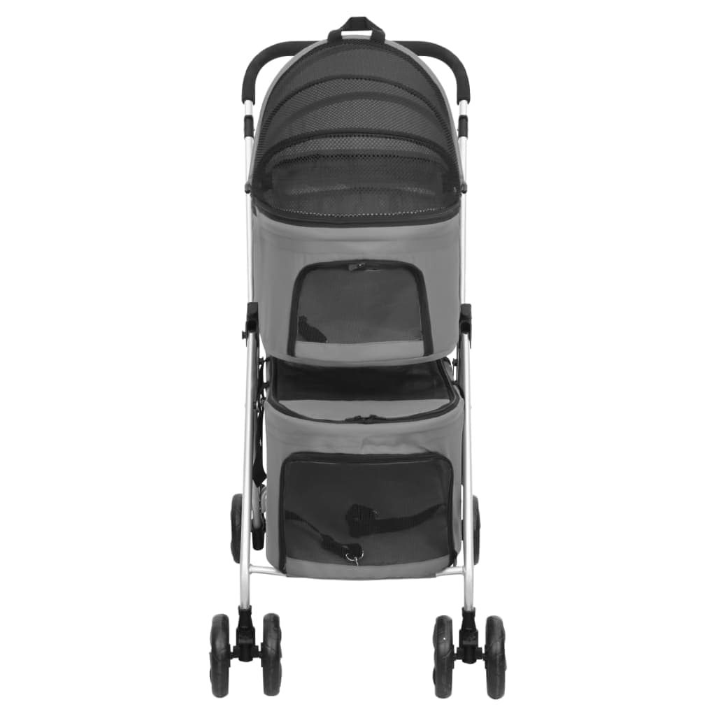 Passeggino Cani Pieghevole 2 Livelli Grigio 83x48x97cm Tessuto — foto 2 di 12