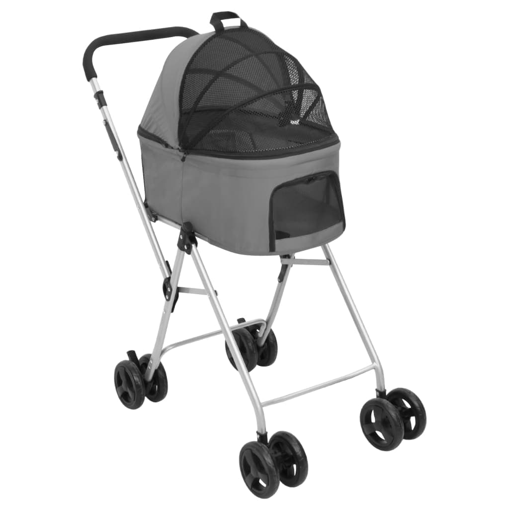 Passeggino Cani Pieghevole 2 Livelli Grigio 83x48x97cm Tessuto — foto 6 di 12