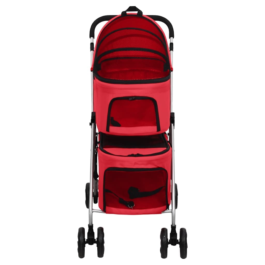 Passeggino Cani Pieghevole 2 Livelli Rosso 83x48x97cm Tessuto — foto 2 di 12