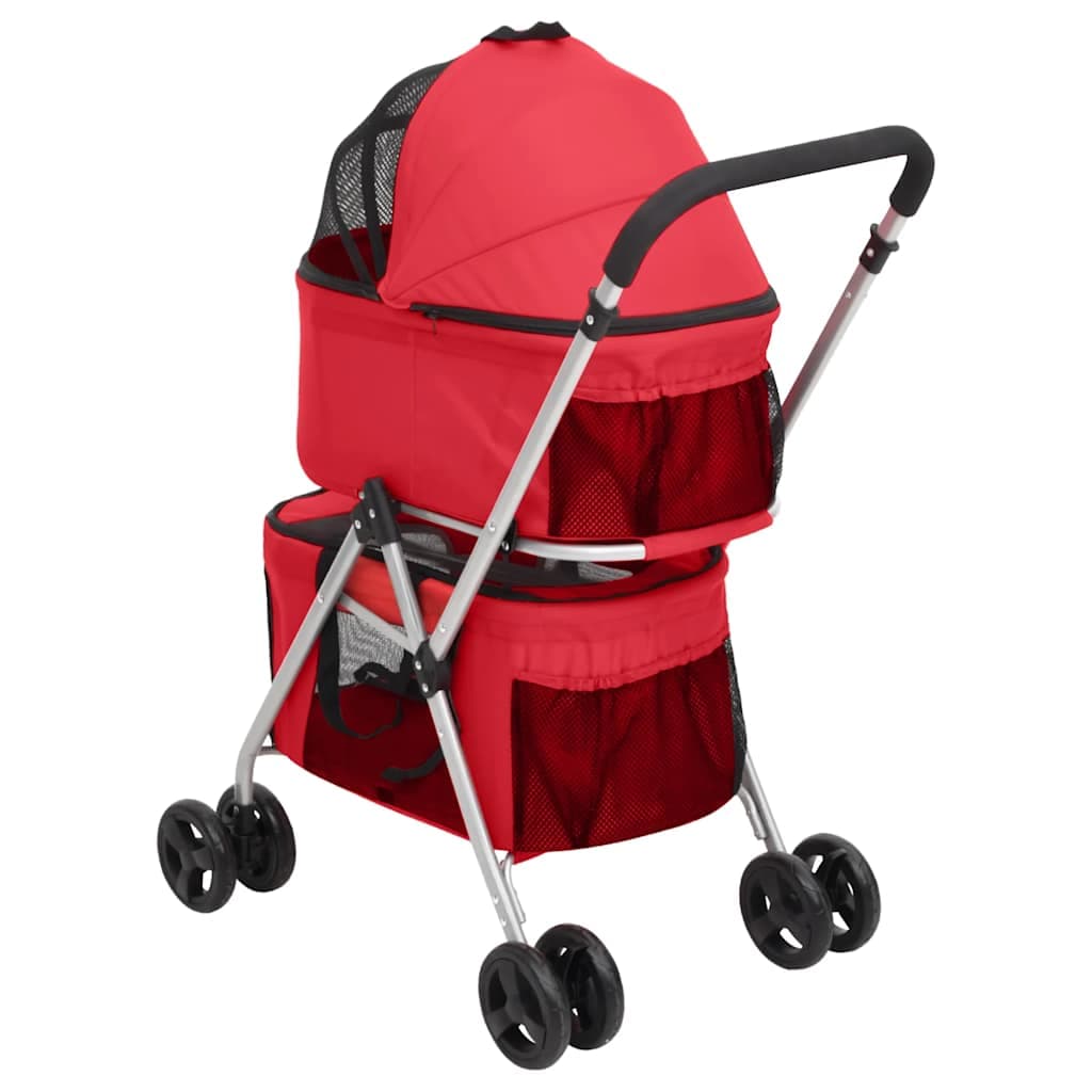 Passeggino Cani Pieghevole 2 Livelli Rosso 83x48x97cm Tessuto — foto 3 di 12