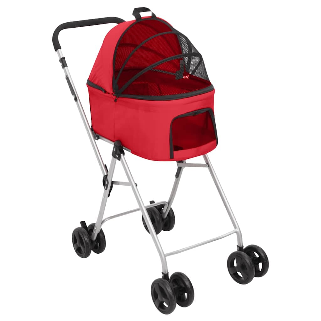 Passeggino Cani Pieghevole 2 Livelli Rosso 83x48x97cm Tessuto — foto 6 di 12