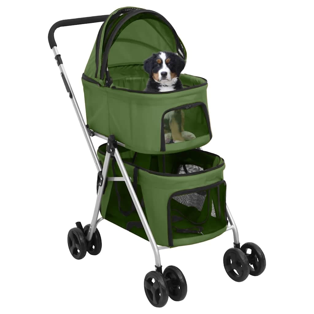 Passeggino Cani Pieghevole 2 Livelli Verde 83x48x97cm Tessuto — foto 1 di 12