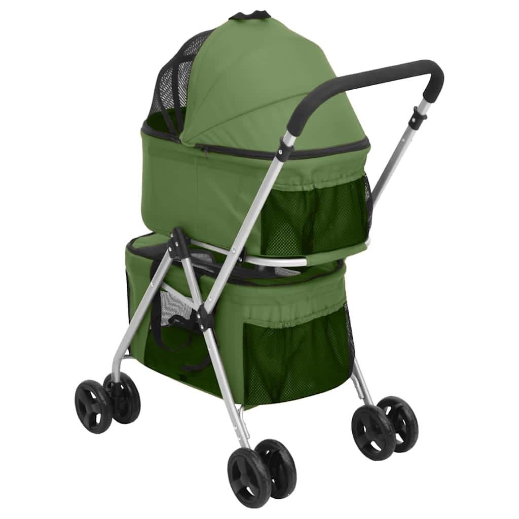 Passeggino Cani Pieghevole 2 Livelli Verde 83x48x97cm Tessuto — foto 3 di 12