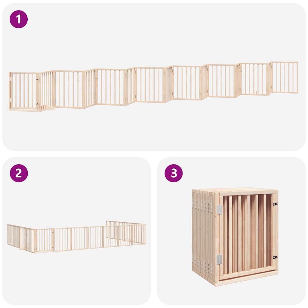 Cancello per Cani Porta Pieghevole 15 Pannelli 750 cm in Pioppo — miniatura 5 di 11