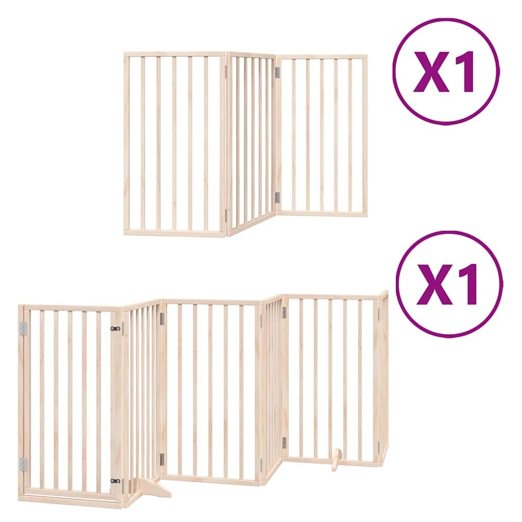Cancello per Cani con Porta Pieghevole 9 Pannelli 450 cm Pioppo — miniatura 2 di 11