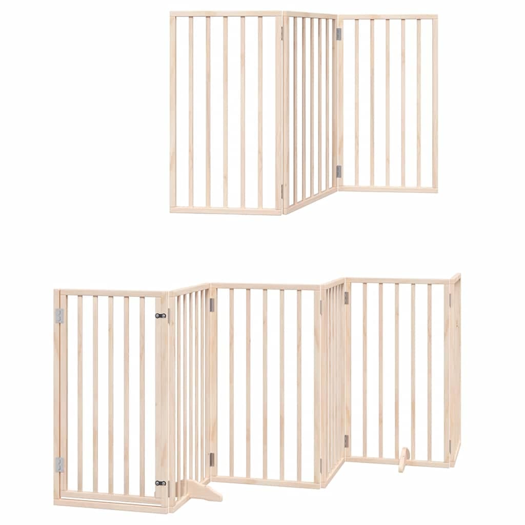 Cancello per Cani con Porta Pieghevole 9 Pannelli 450 cm Pioppo — miniatura 3 di 11
