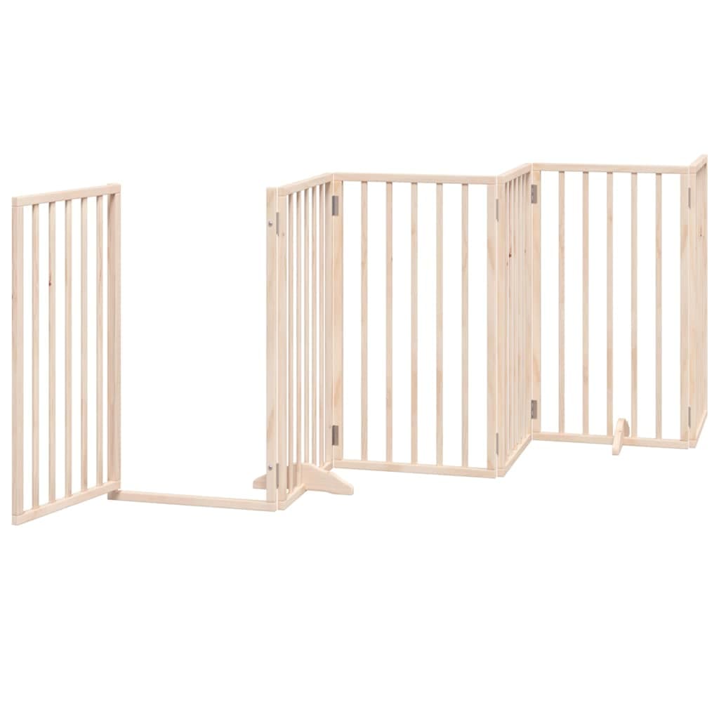 Cancello per Cani con Porta Pieghevole 9 Pannelli 450 cm Pioppo — miniatura 4 di 11