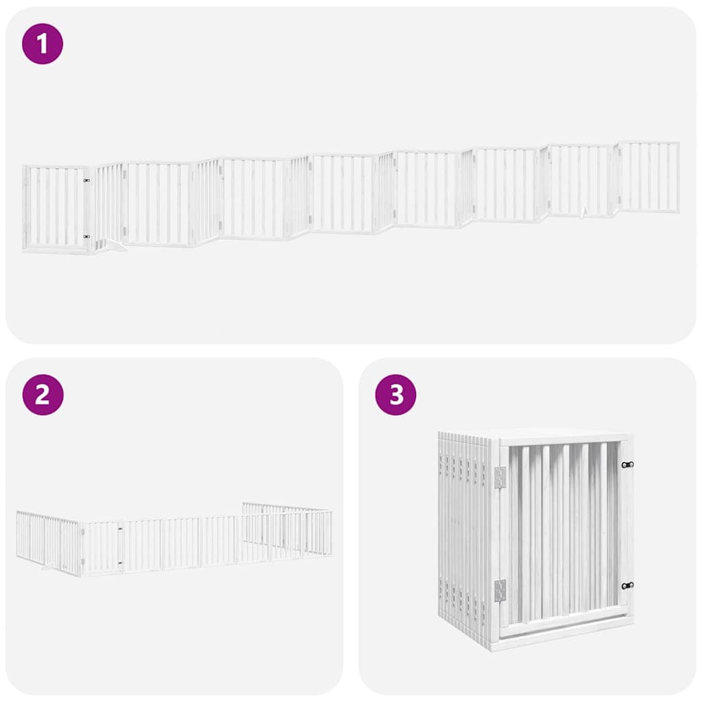 Cancello Cani Porta Pieghevole Bianco 15 Pannelli 750 cm Pioppo — miniatura 5 di 11