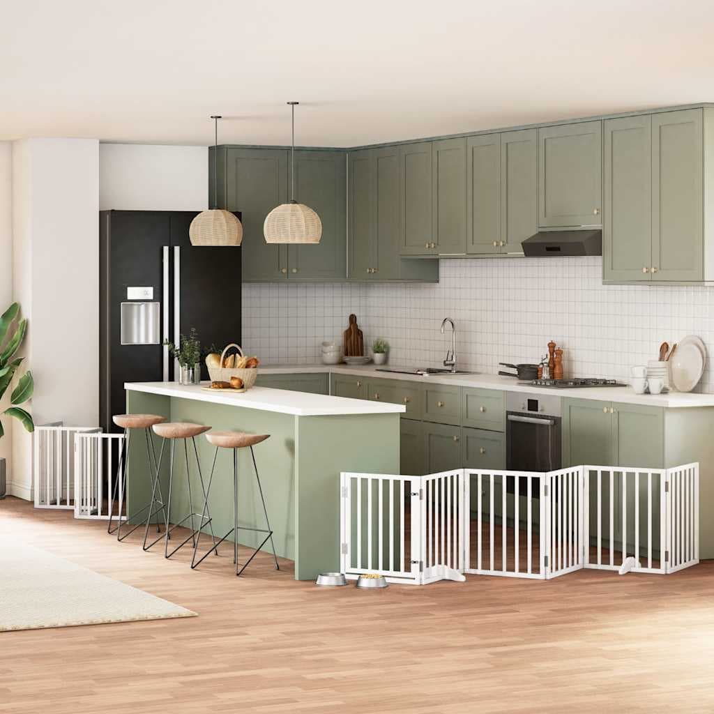 Cancello Cani Porta Pieghevole Bianco 15 Pannelli 750 cm Pioppo — miniatura 1 di 11