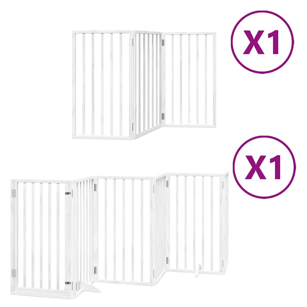 Cancello Cani Porta Pieghevole Bianco 9 Pannelli 450 cm Pioppo — miniatura 2 di 11