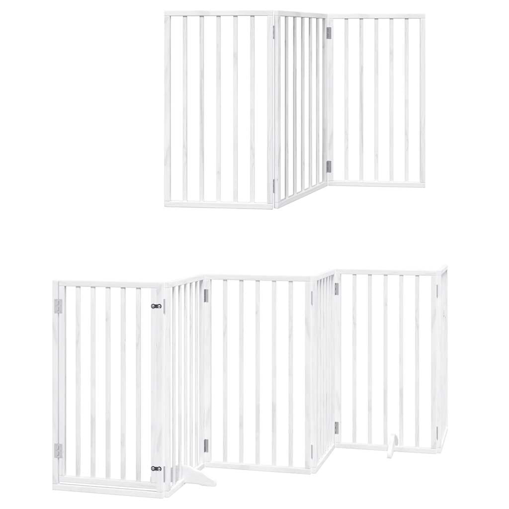 Cancello Cani Porta Pieghevole Bianco 9 Pannelli 450 cm Pioppo — miniatura 3 di 11
