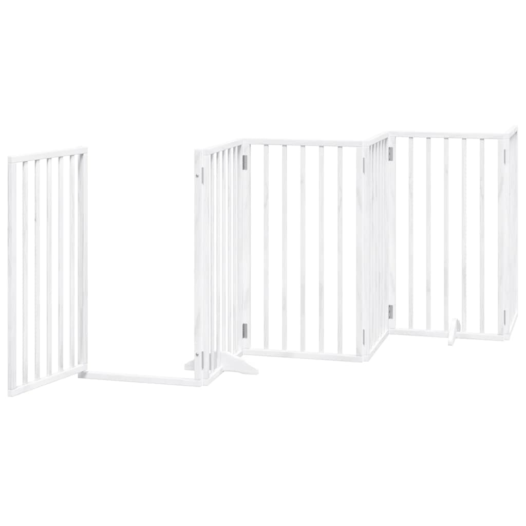 Cancello Cani Porta Pieghevole Bianco 9 Pannelli 450 cm Pioppo — miniatura 4 di 11