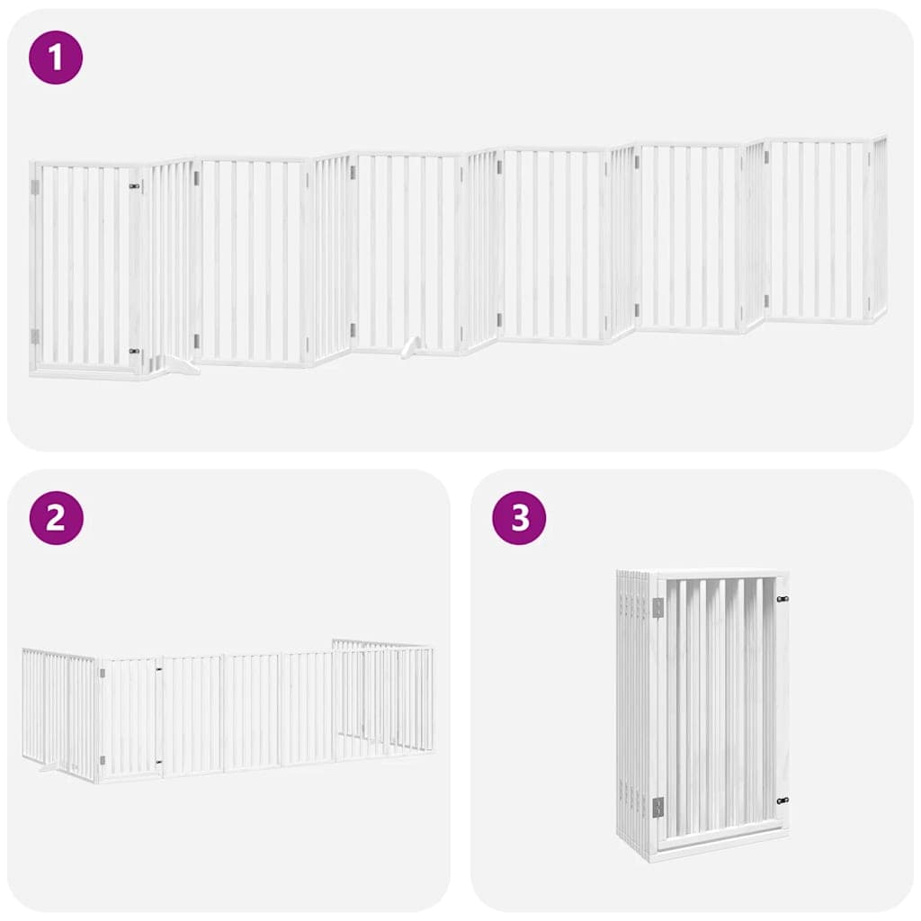 Cancello Cani Porta Pieghevole Bianco 12 Pannelli 600 cm Pioppo — miniatura 5 di 11