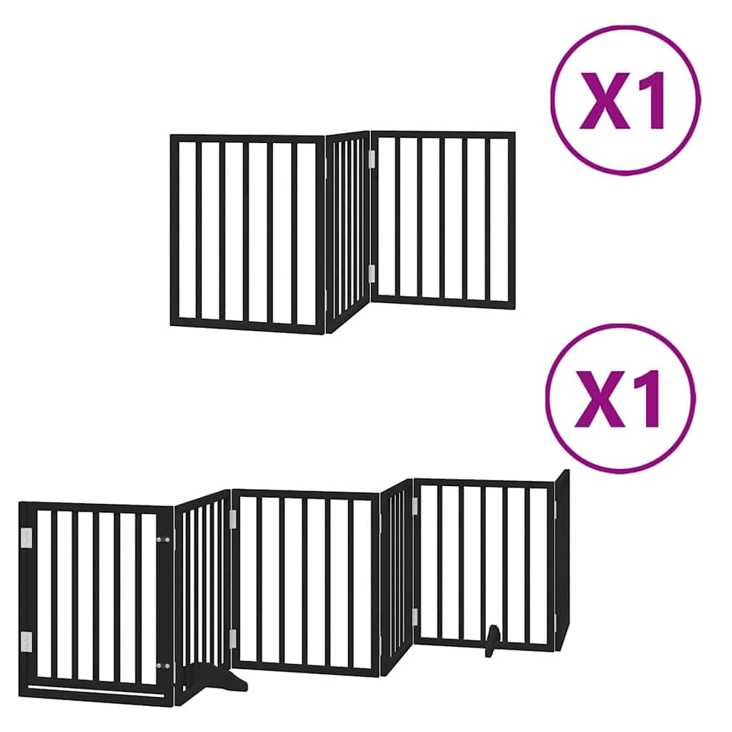 Cancello per Cani Porta Pieghevole Nero 9 Pannelli 450cm Pioppo — miniatura 2 di 11