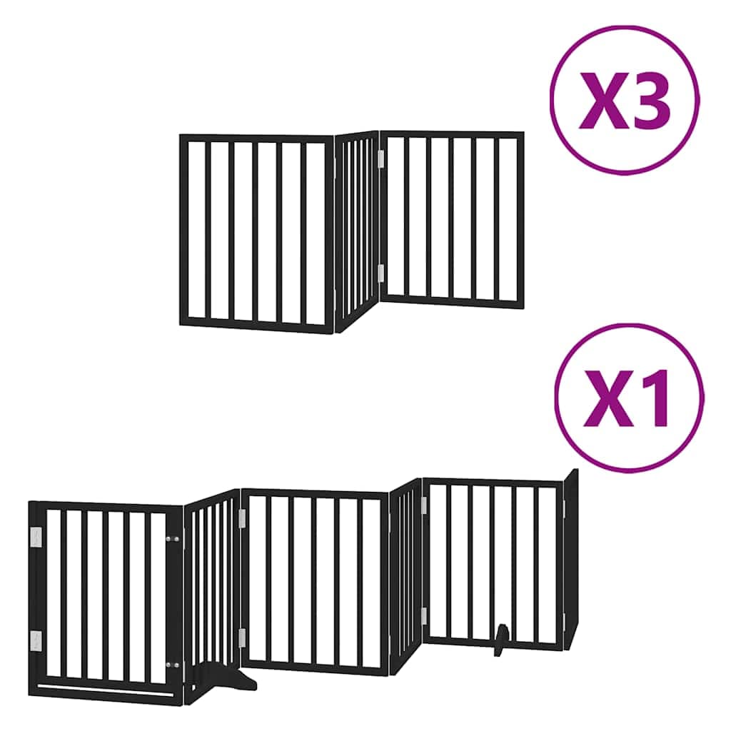 Cancello Cani Porta Pieghevole Nero 15 Pannelli 750 cm Pioppo — miniatura 2 di 11