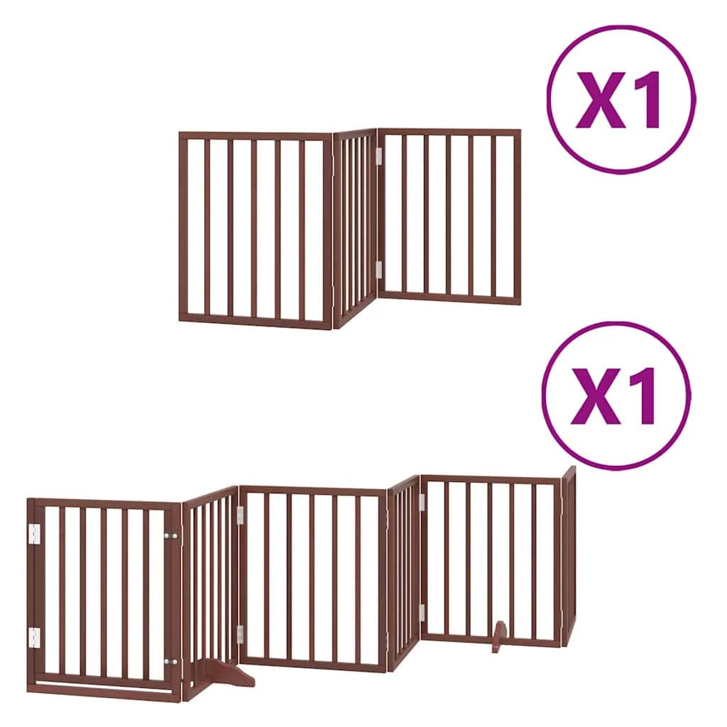 Cancello Cani Porta Pieghevole Marrone 9 Pannelli 450cm Pioppo — miniatura 2 di 11
