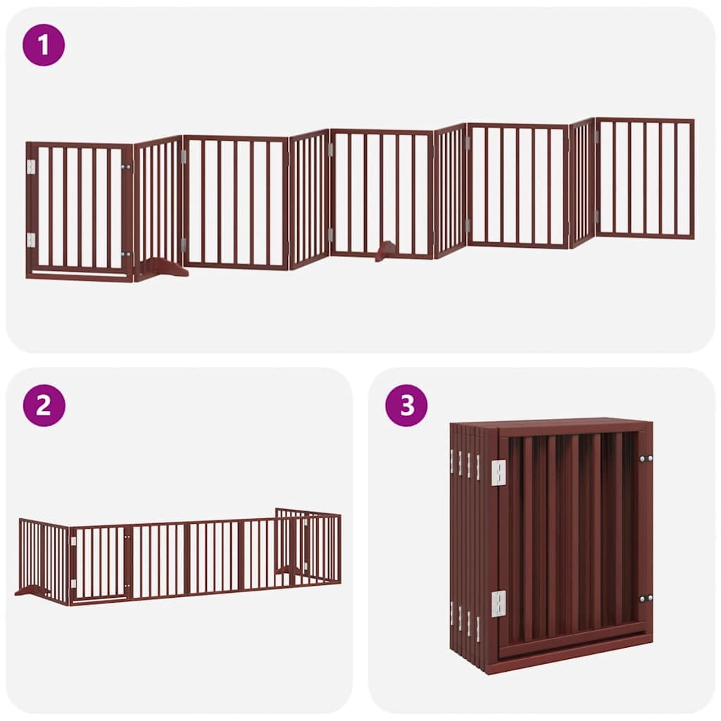 Cancello Cani Porta Pieghevole Marrone 9 Pannelli 450cm Pioppo — miniatura 4 di 11