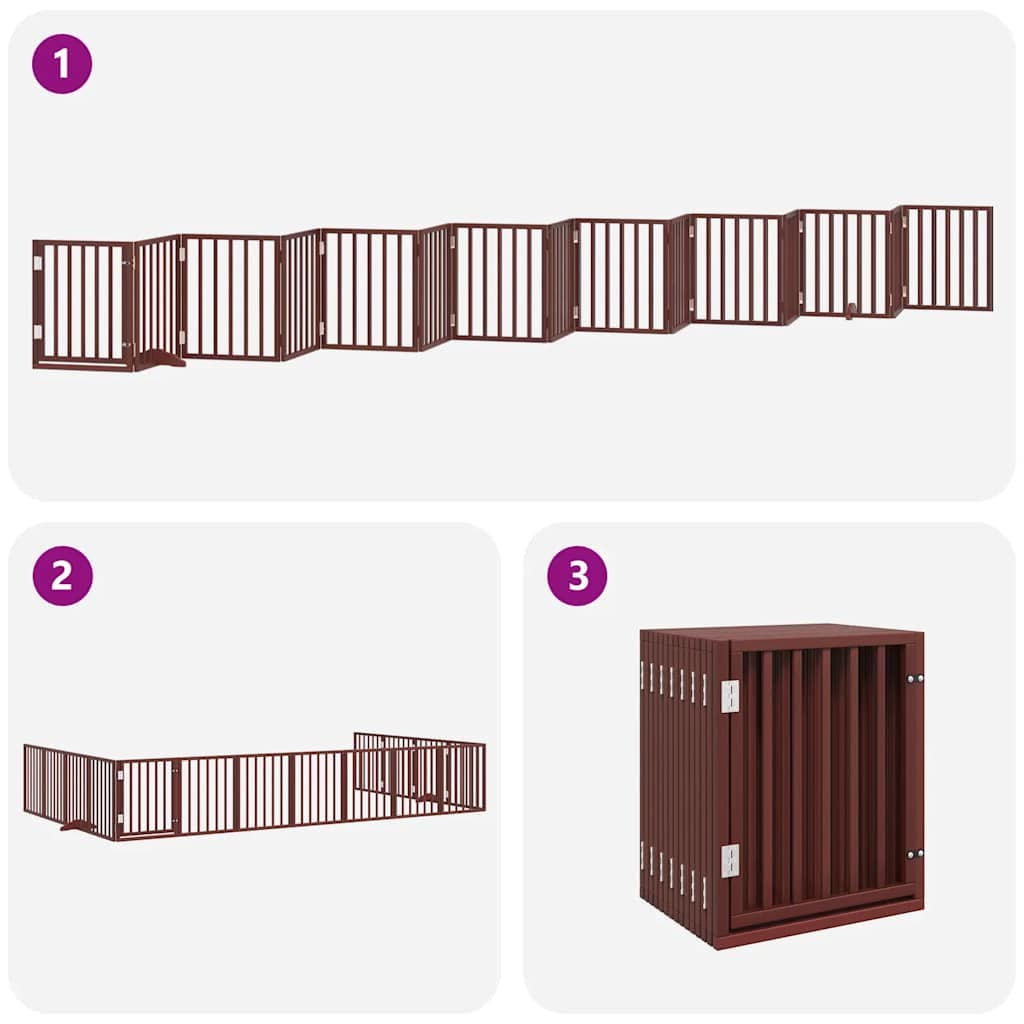 Cancello Cani Porta Pieghevole Marrone 15 Pannelli 750cm Pioppo — miniatura 4 di 11