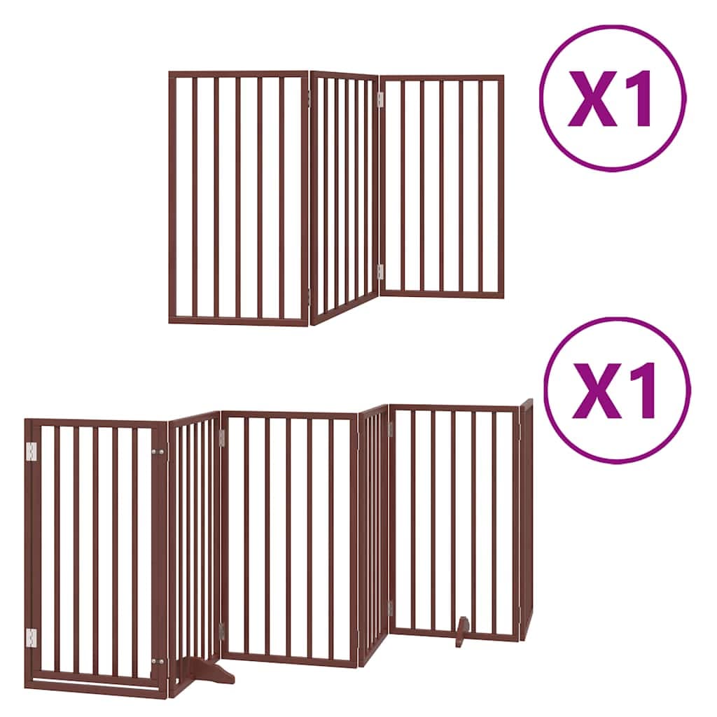 Cancello Cani Porta Pieghevole Marrone 9 Pannelli 450cm Pioppo — miniatura 2 di 11