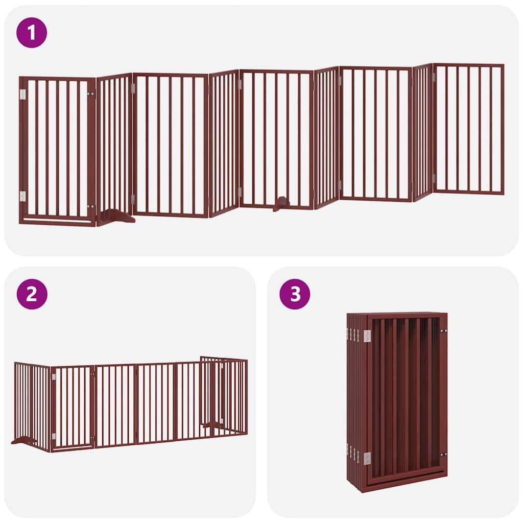 Cancello Cani Porta Pieghevole Marrone 9 Pannelli 450cm Pioppo — miniatura 4 di 11