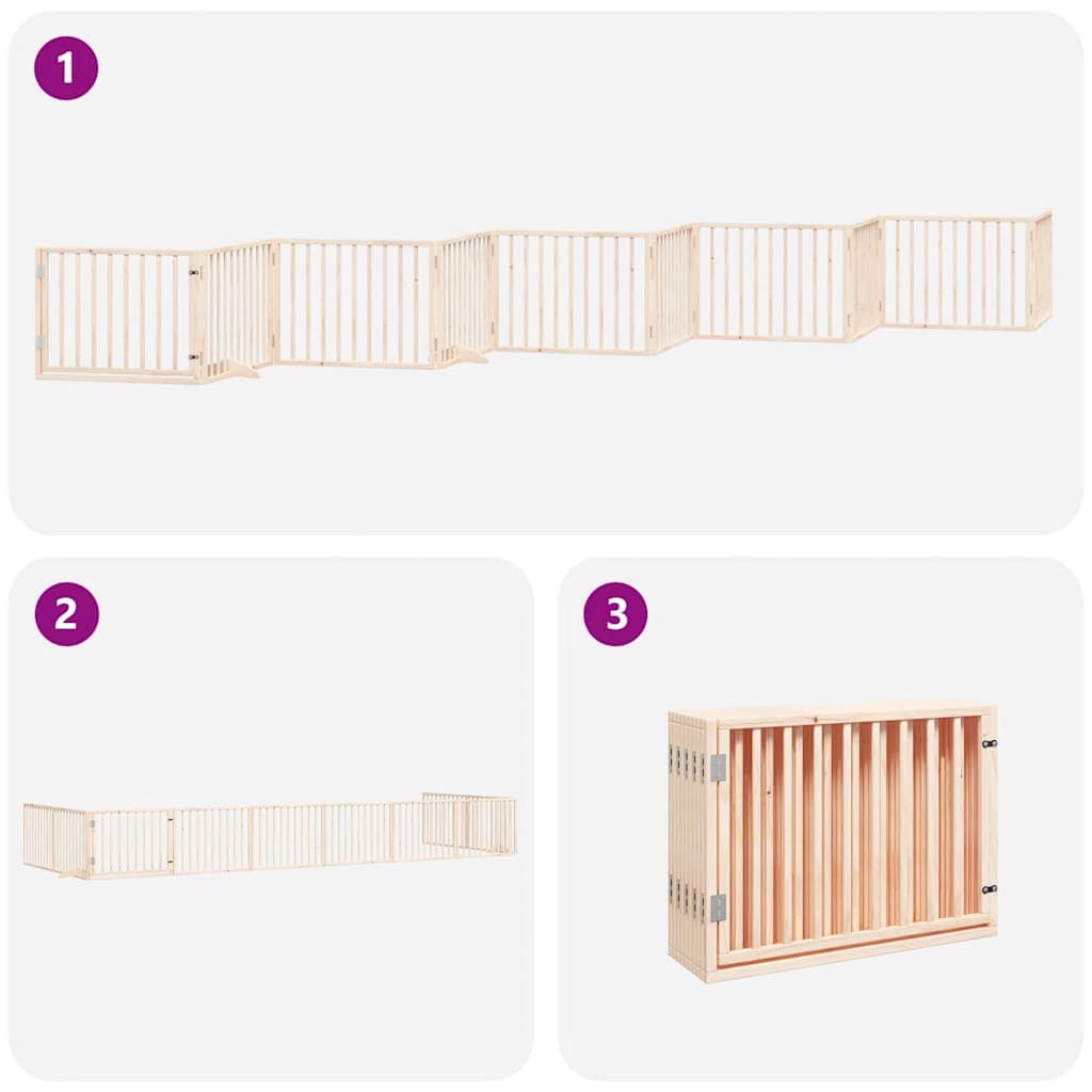 Cancello per Cani Porta Pieghevole 10 Pannelli 800 cm in Pioppo — miniatura 5 di 11
