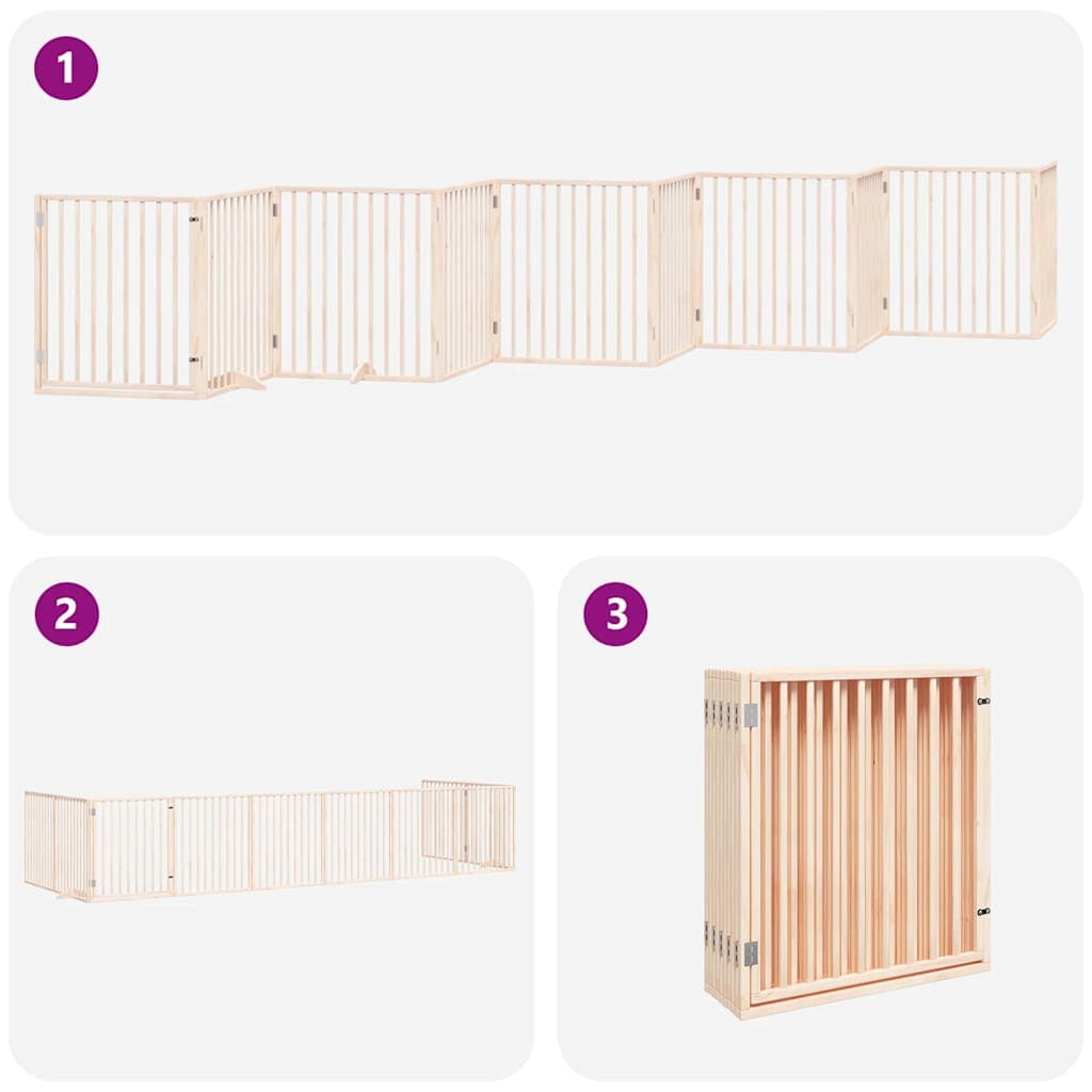 Cancello per Cani Porta Pieghevole 10 Pannelli 800 cm in Pioppo — miniatura 4 di 11