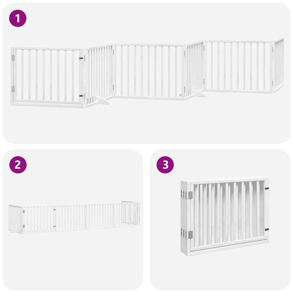 Cancello Cani Porta Pieghevole Bianco 6 Pannelli 480 cm Pioppo — miniatura 4 di 11
