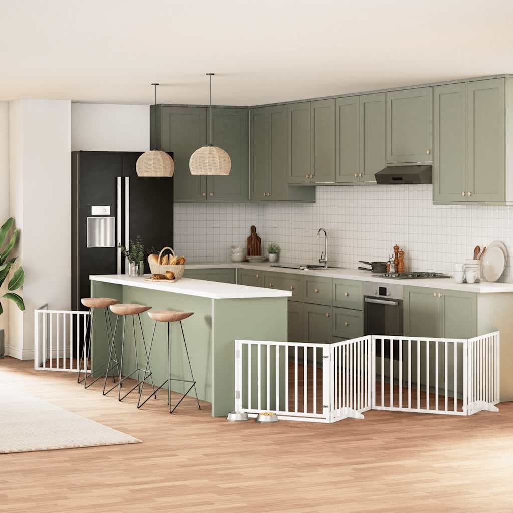 Cancello Cani Porta Pieghevole Bianco 6 Pannelli 480 cm Pioppo — miniatura 1 di 11