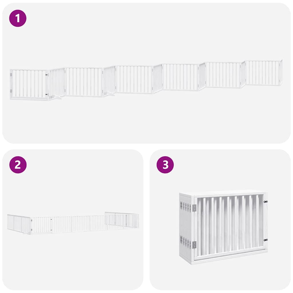 Cancello Cani Porta Pieghevole Bianco 12 Pannelli 960 cm Pioppo — miniatura 4 di 11
