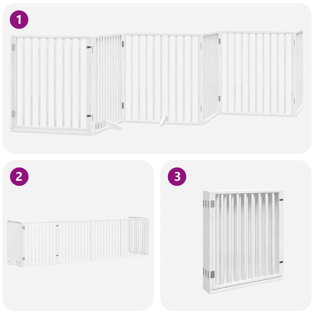 Cancello Cani Porta Pieghevole Bianco 6 Pannelli 480 cm Pioppo — miniatura 4 di 11