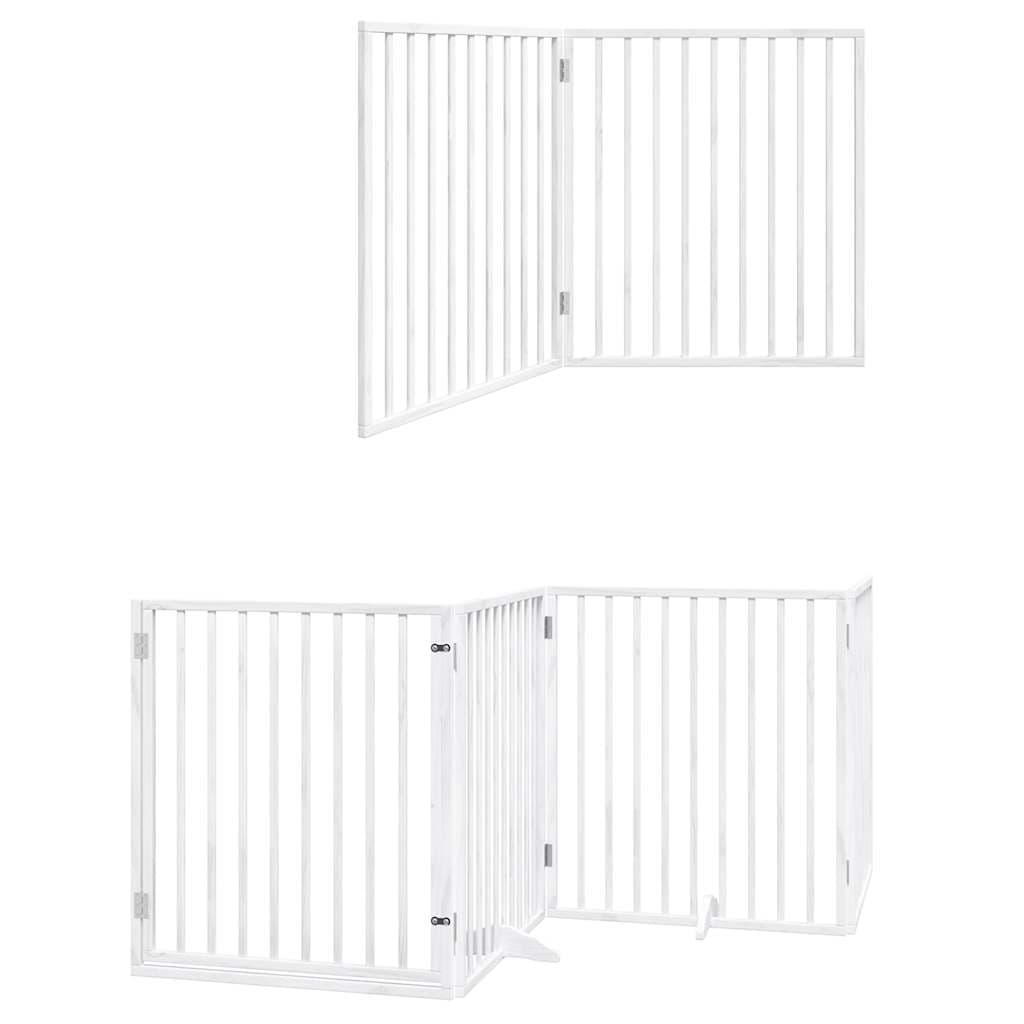 Cancello Cani Porta Pieghevole Bianco 8 Pannelli 640 cm Pioppo — miniatura 11 di 11