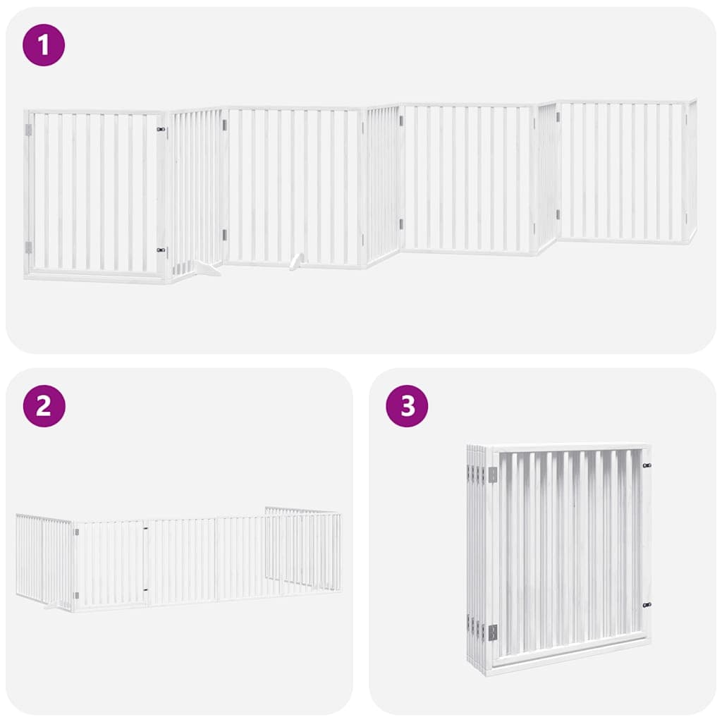 Cancello Cani Porta Pieghevole Bianco 8 Pannelli 640 cm Pioppo — miniatura 4 di 11