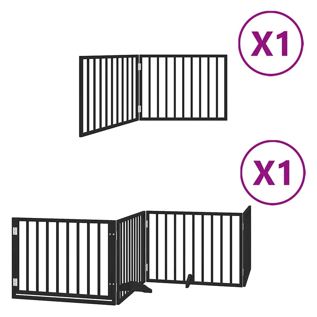 Cancello per Cani Porta Pieghevole Nero 6 Pannelli 480cm Pioppo — miniatura 2 di 11