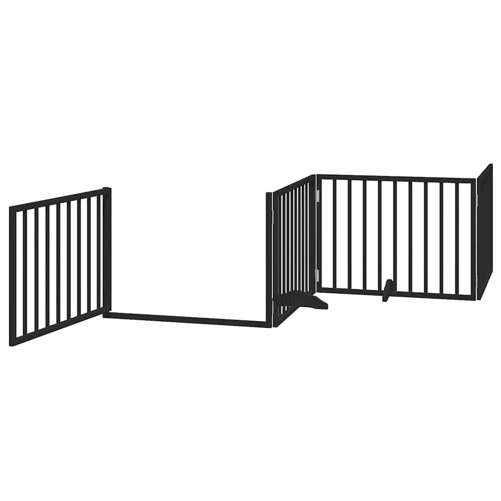 Cancello per Cani Porta Pieghevole Nero 6 Pannelli 480cm Pioppo — miniatura 4 di 11