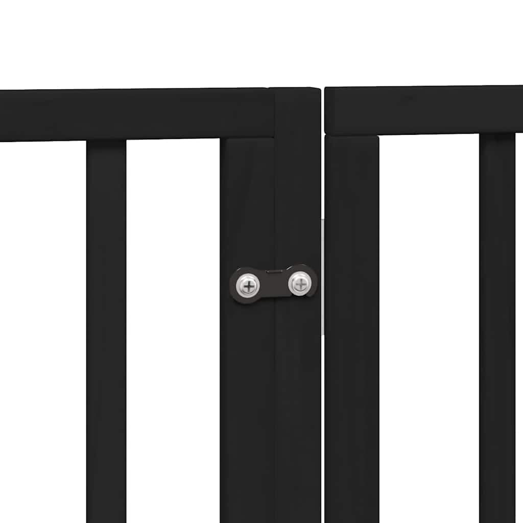 Cancello per Cani Porta Pieghevole Nero 6 Pannelli 480cm Pioppo — miniatura 7 di 11