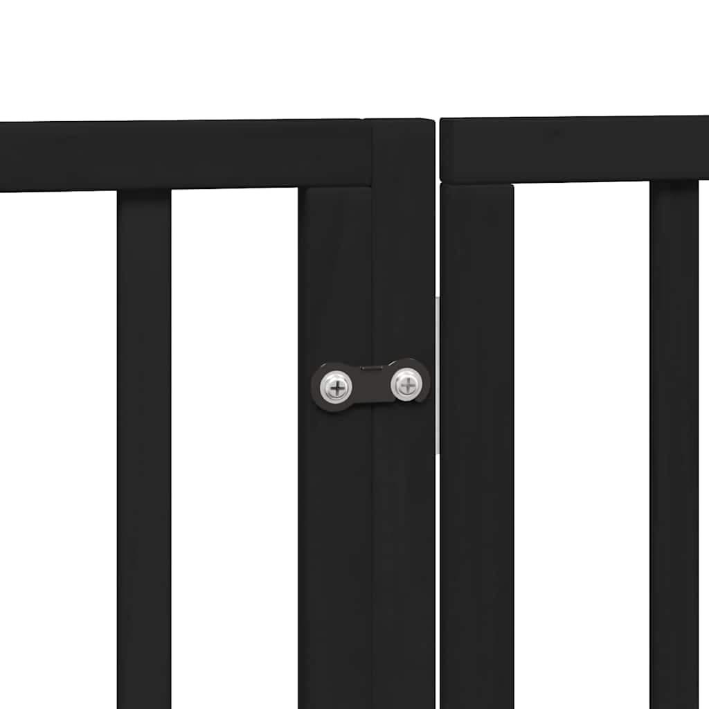 Cancello Cani Porta Pieghevole Nero 8 Pannelli 640 cm Pioppo — foto 6 di 11