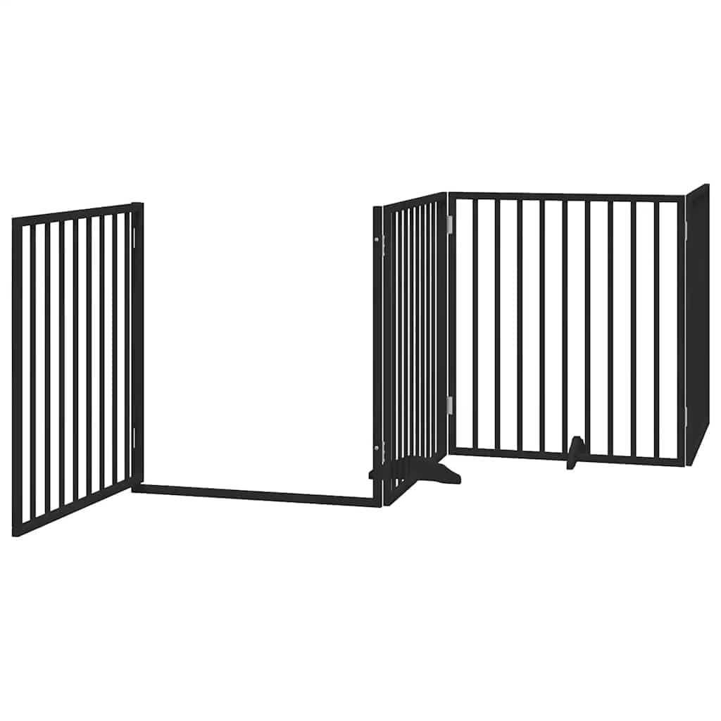 Cancello per Cani Porta Pieghevole Nero 6 Pannelli 480cm Pioppo — foto 4 di 11