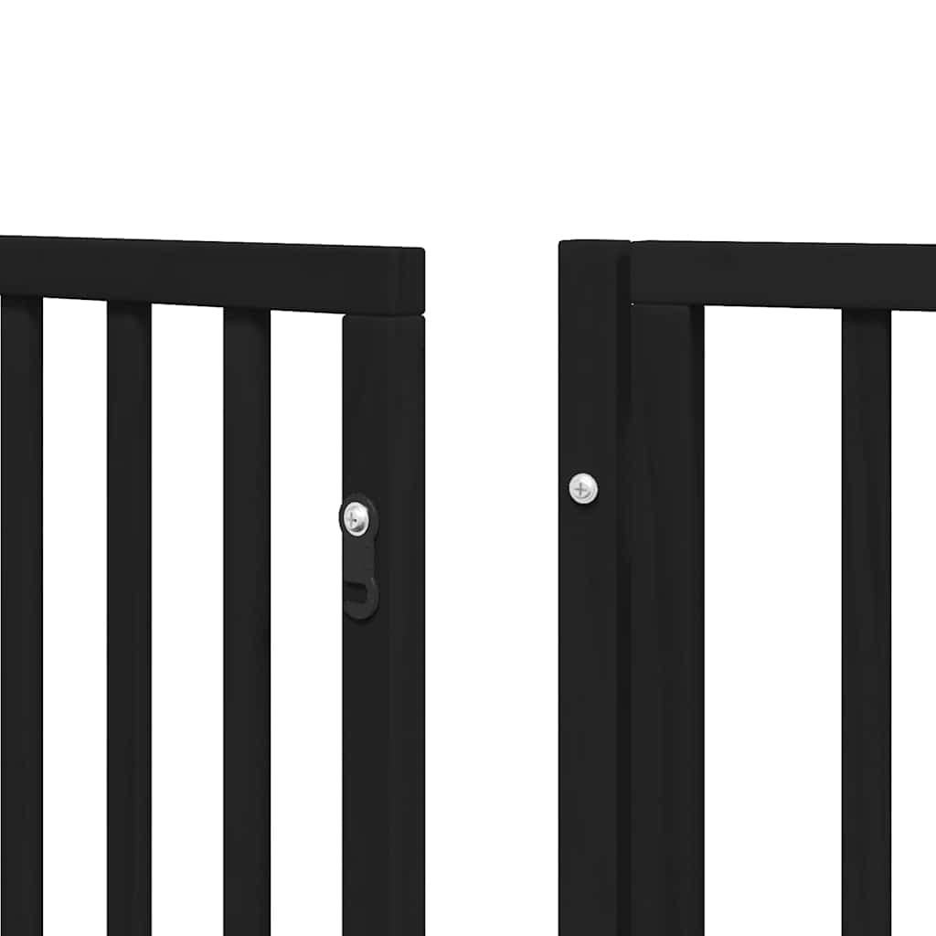 Cancello Cani Porta Pieghevole Nero 8 Pannelli 640 cm Pioppo — miniatura 9 di 11