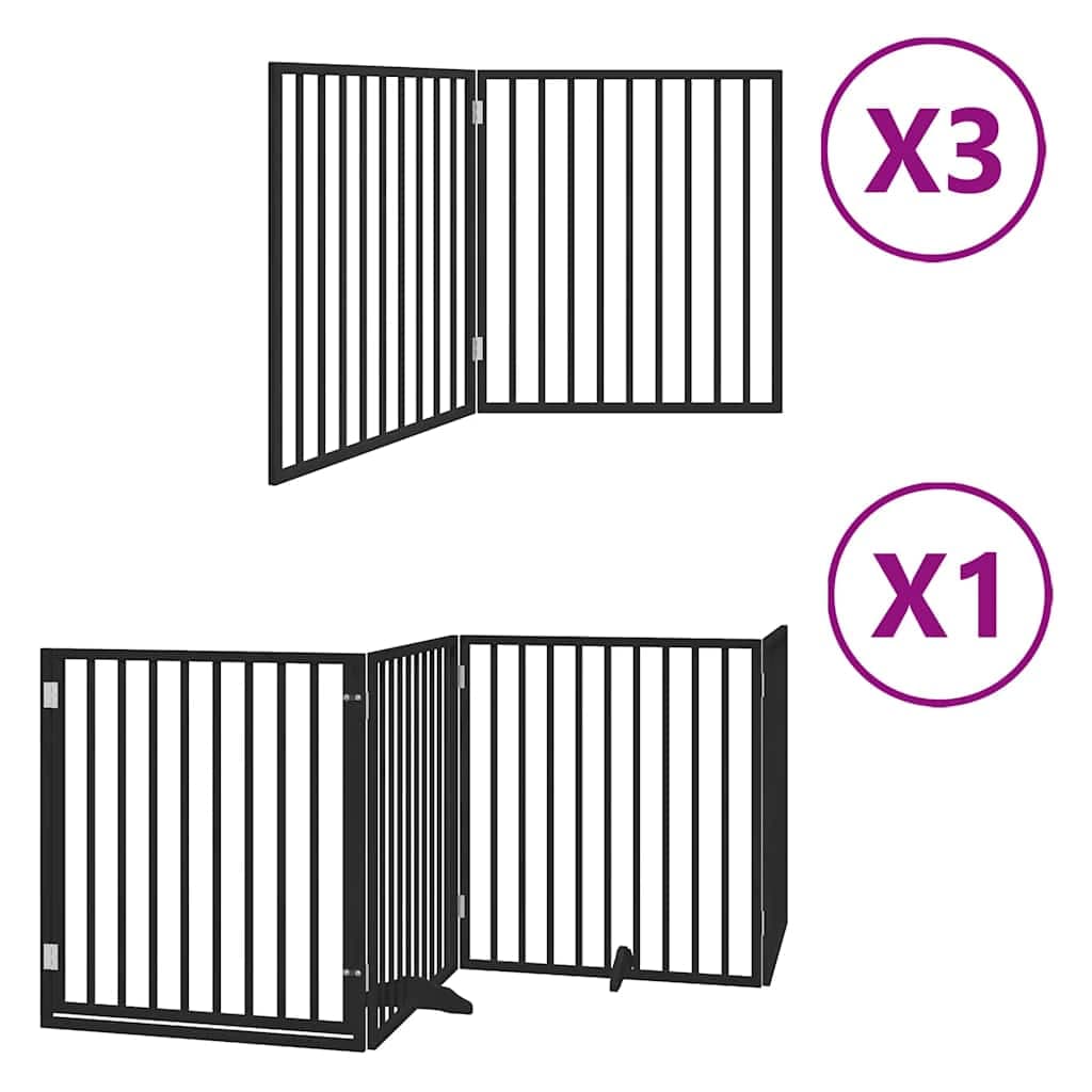 Cancello Cani Porta Pieghevole Nero 10 Pannelli 800 cm Pioppo — miniatura 2 di 11