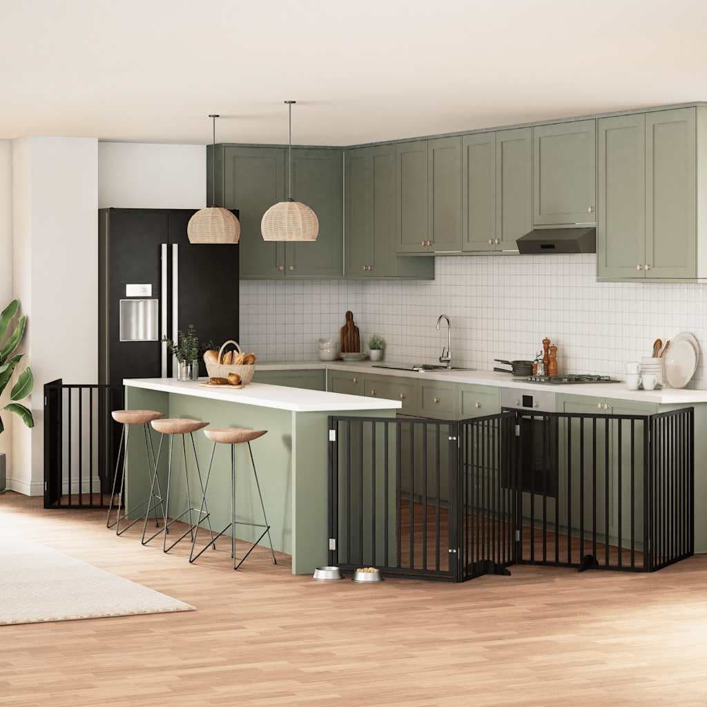 Cancello Cani Porta Pieghevole Nero 10 Pannelli 800 cm Pioppo — miniatura 1 di 11